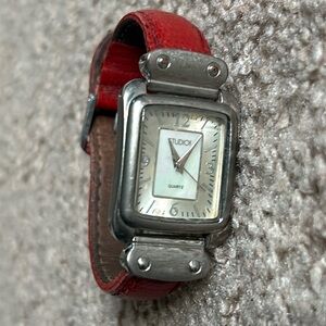 Women’s Studio Time vintage retro red/silver adjustable watch‎